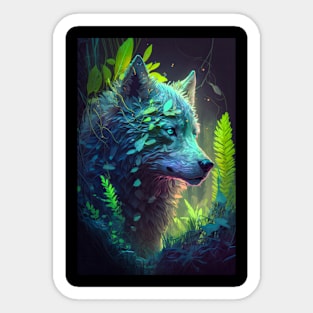 Wolf Animal Portrait Painting Wildlife Outdoors Adventure Sticker